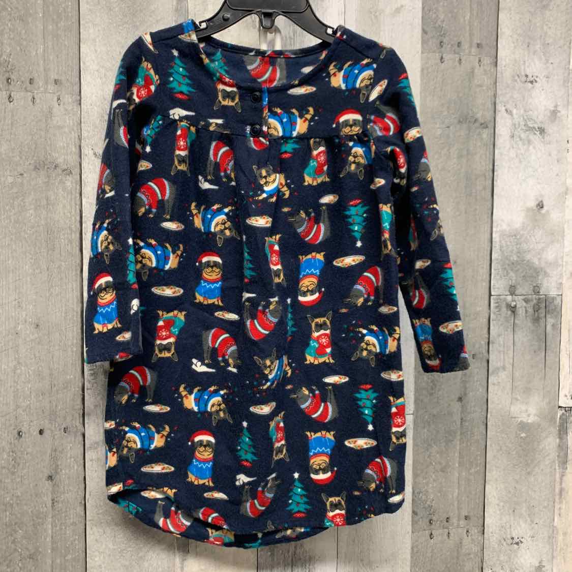 Size 3T Navy Print Lands' End LS Dress