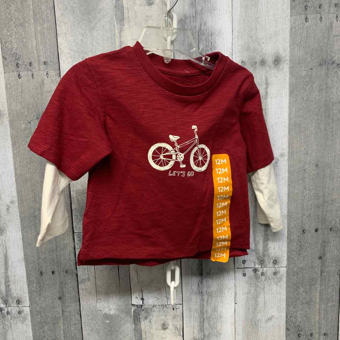 Size 12 Months Red Graphic Members Mark Long Sleeve Shirt
