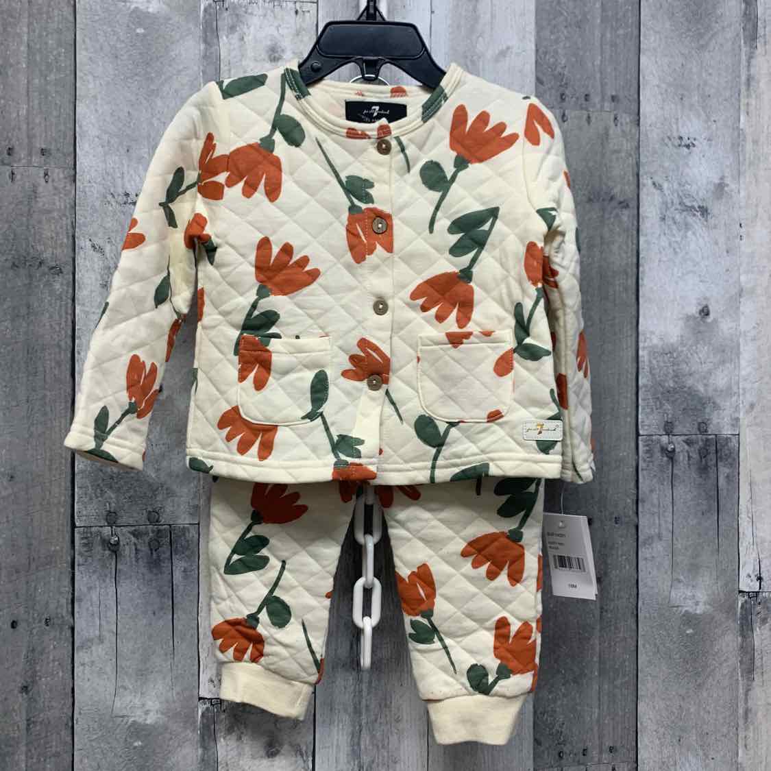 Size 18 Months Ivory Graphic 7 for all Mankind Shirt/Pants