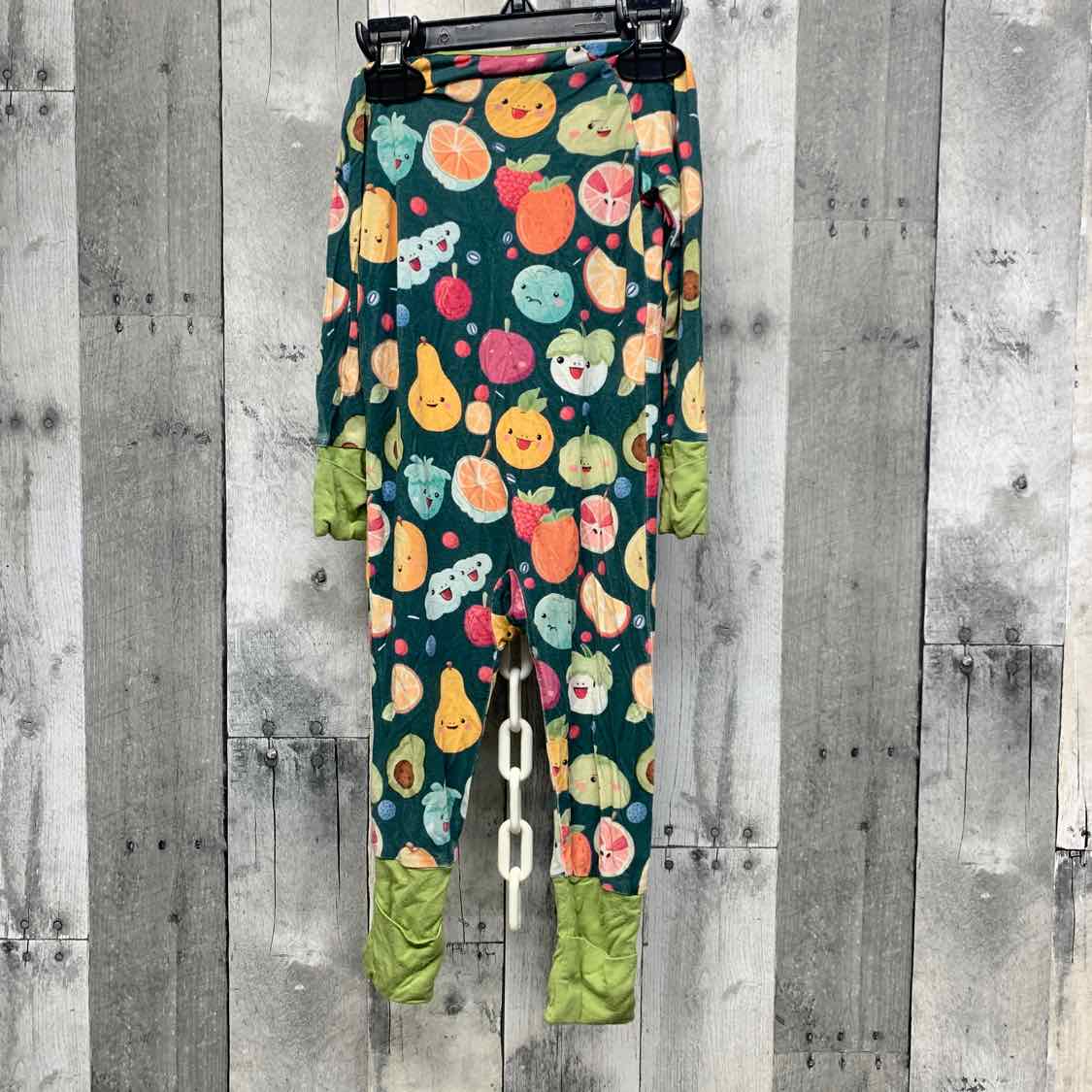 Size 6-12 Months Green Print Bamboo Footy PJs