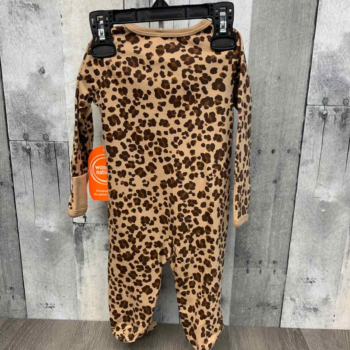 Size 0-3 Months Tan Animal Print Wonder Nation Footy PJs