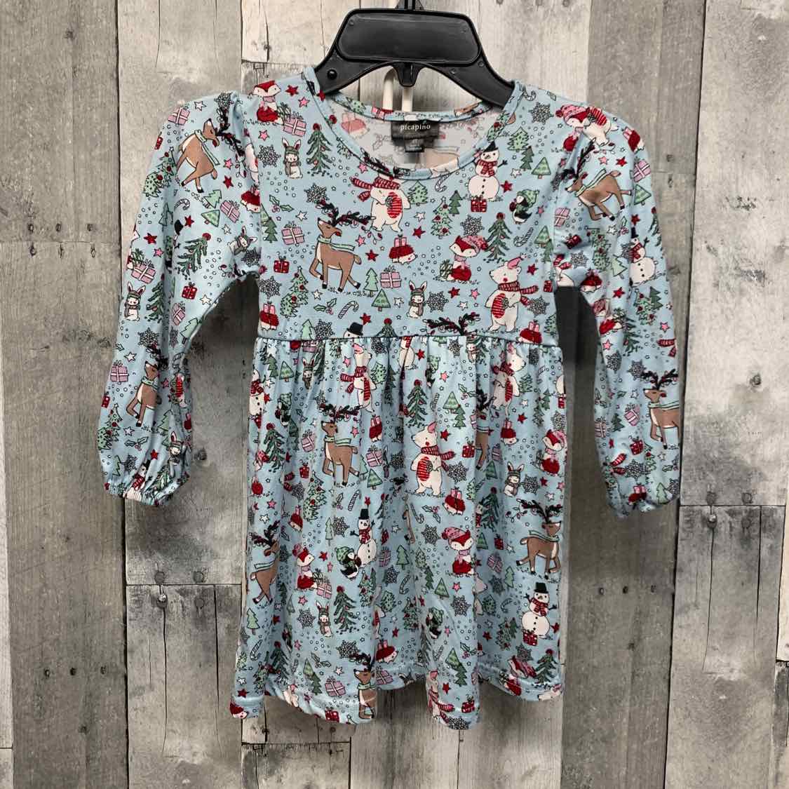 Size 4T Blue Print Picapino LS Dress