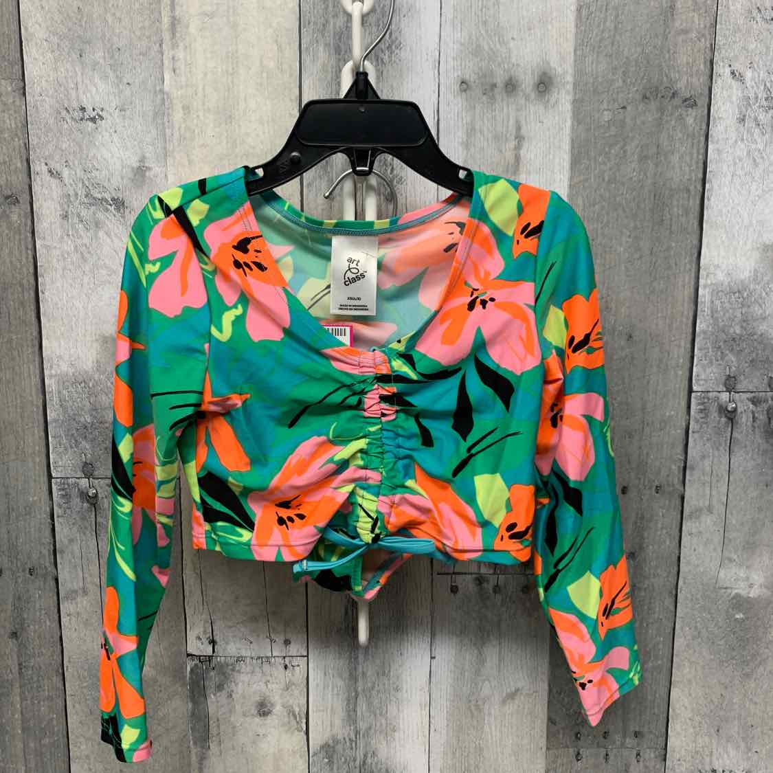 Size 4/5 Green Floral Print Art Class Swim Suit - 2pc+