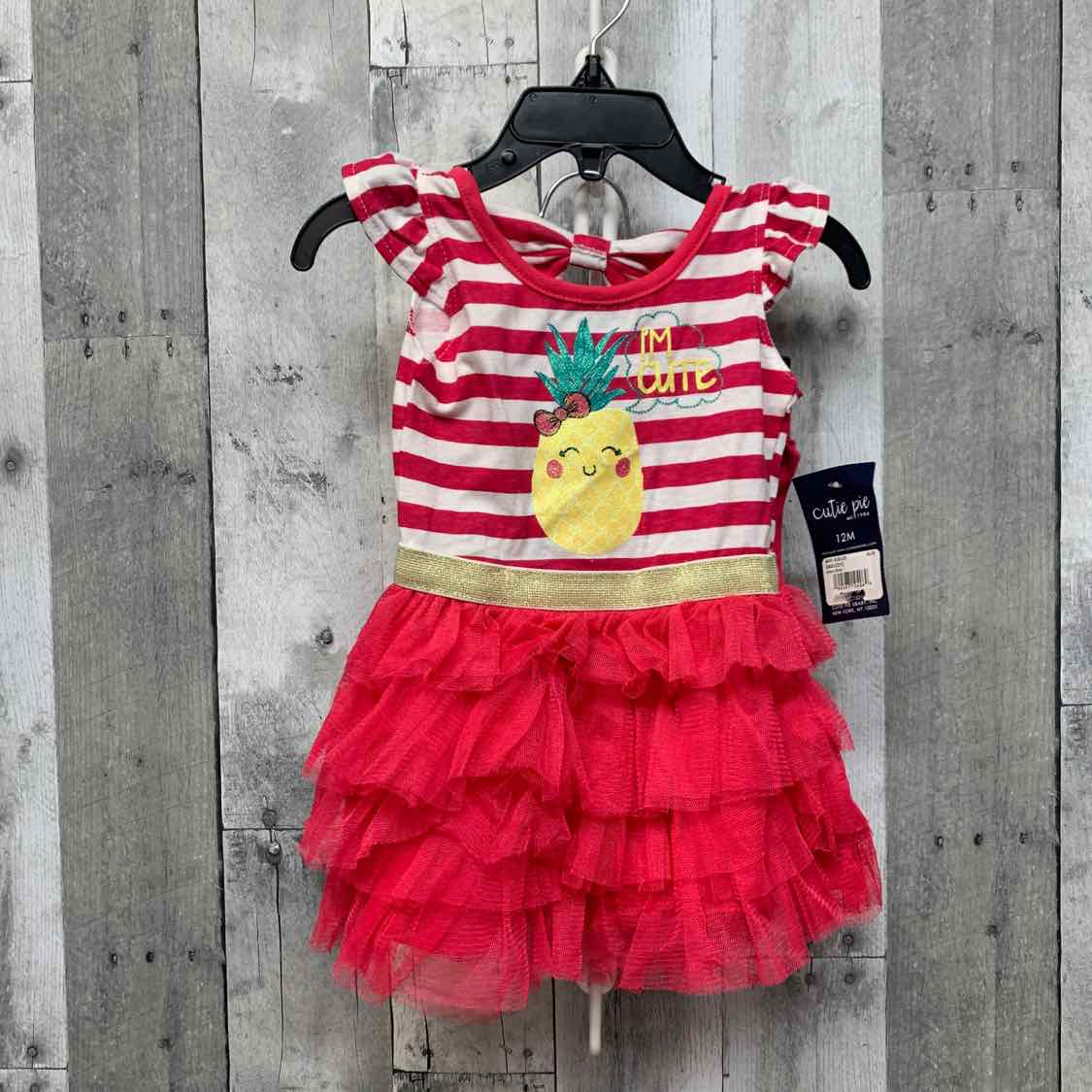 Size 12 Months Pink/White Cutie Pie 2pc Dress