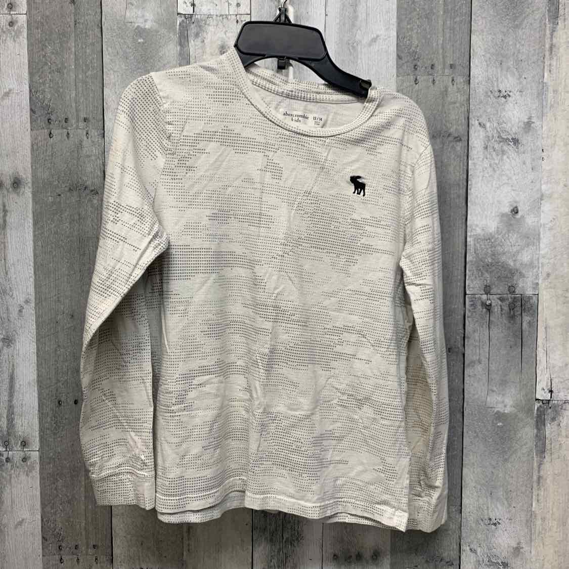 Size 13/14 Ivory Print Abercrombie Long Sleeve Shirt