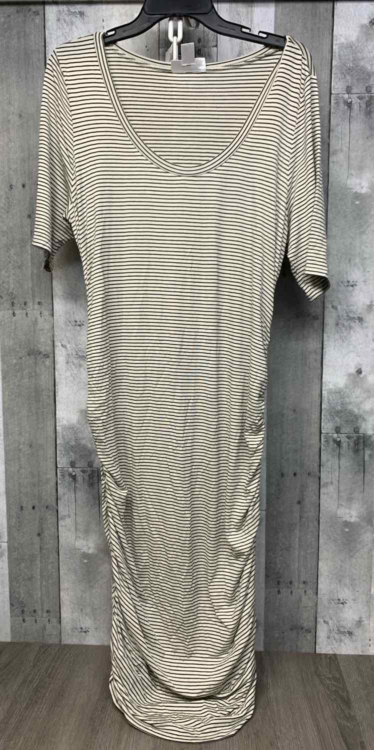 Size XL Black Striped Motherhood Dress - Short Sleeve