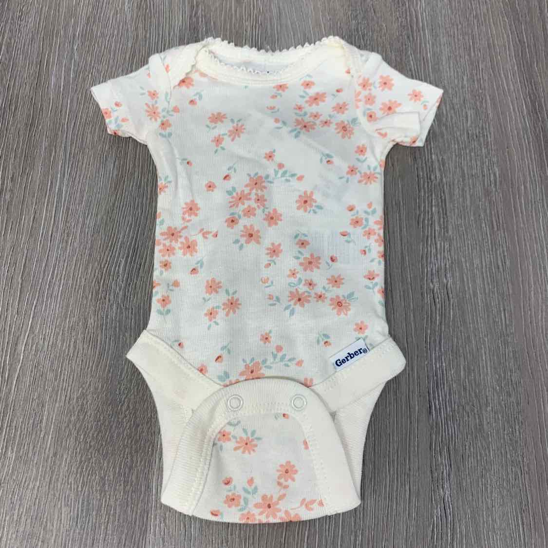 Size Preemie White/Pink Gerber Bodysuit