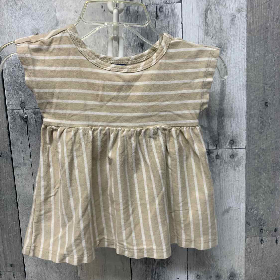 Size 0-3 Months Tan/White Old Navy Dress - Knit