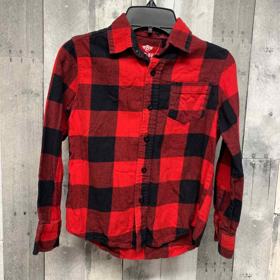 Size 8 Red Plaid Mid Brand LS Button Up