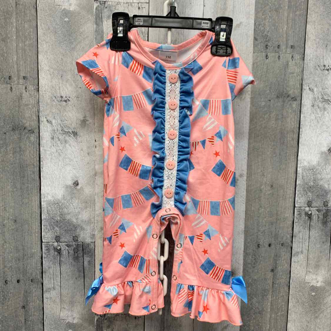 Size 3 Months Pink/Blue Boutique Brand Romper