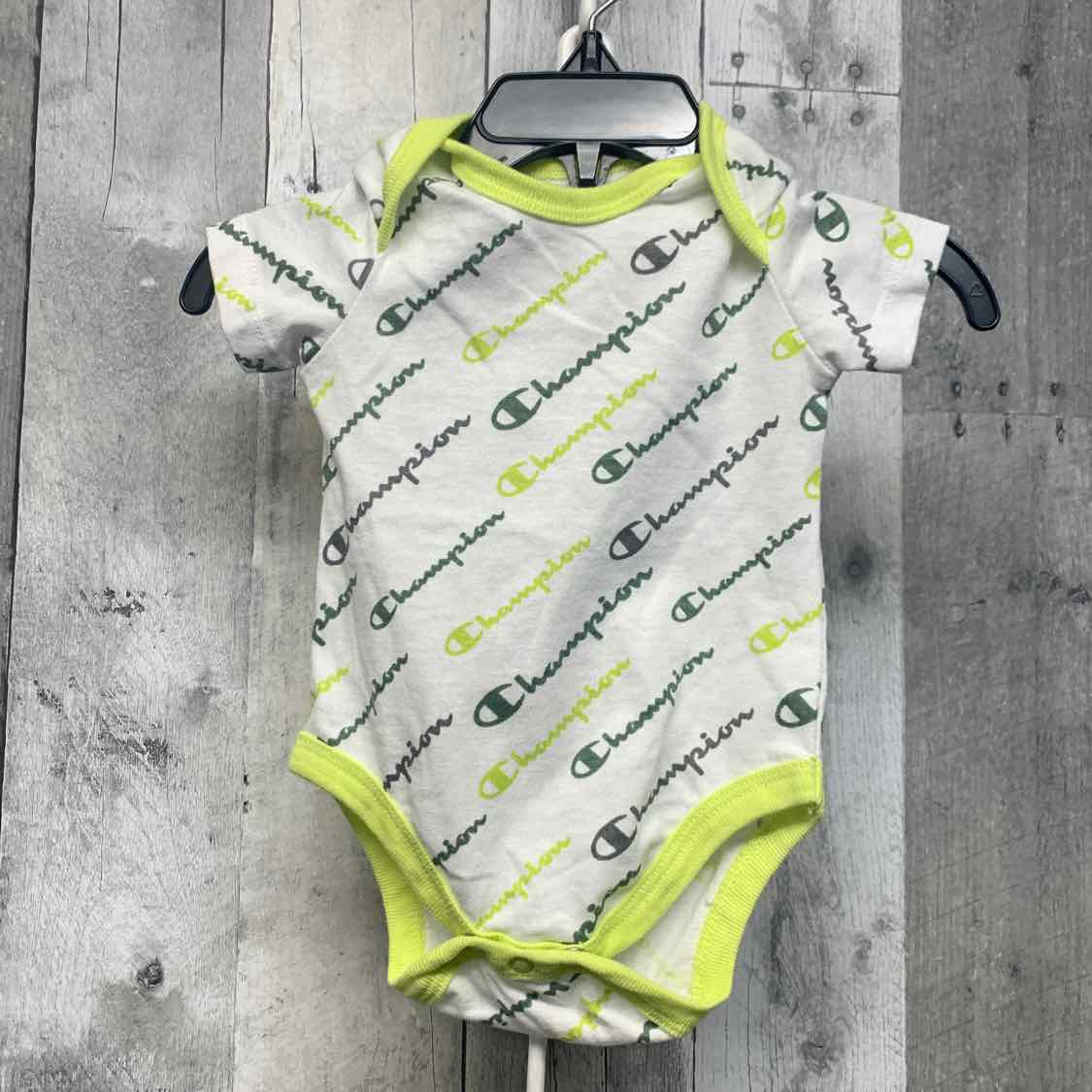 Size 3 Months White/Green Champion Bodysuit - OodlesCB