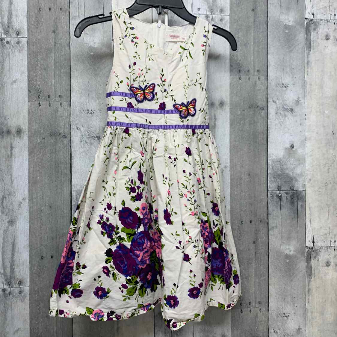 Size 7/8 White/Purple B Brand Dress - OodlesCB