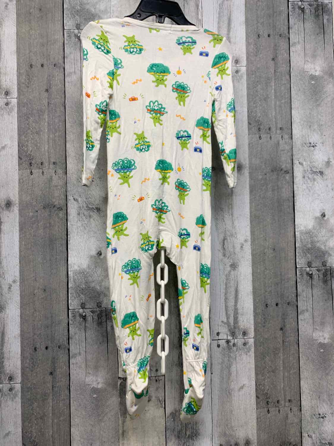 Size 12-18 Months White Print Bamboo Footy PJs