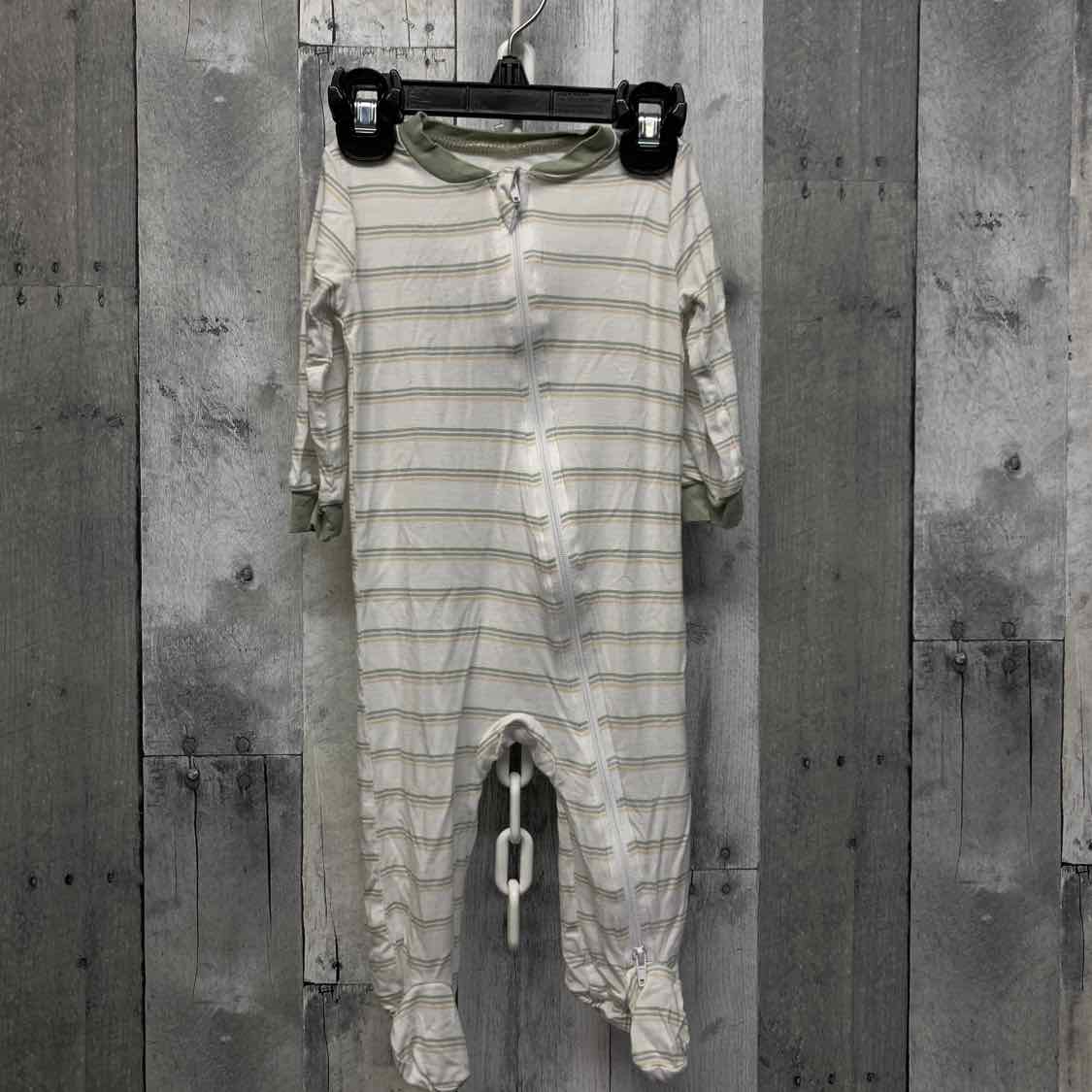 Size 3-6 Months White/Green Bamboo Footy PJs