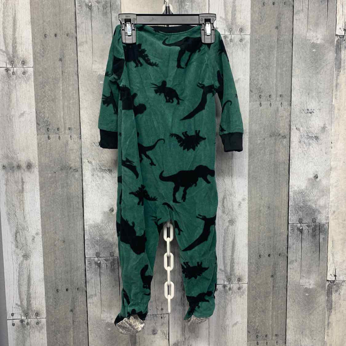 Size 12 Months Green/Black Carter's Footy PJs