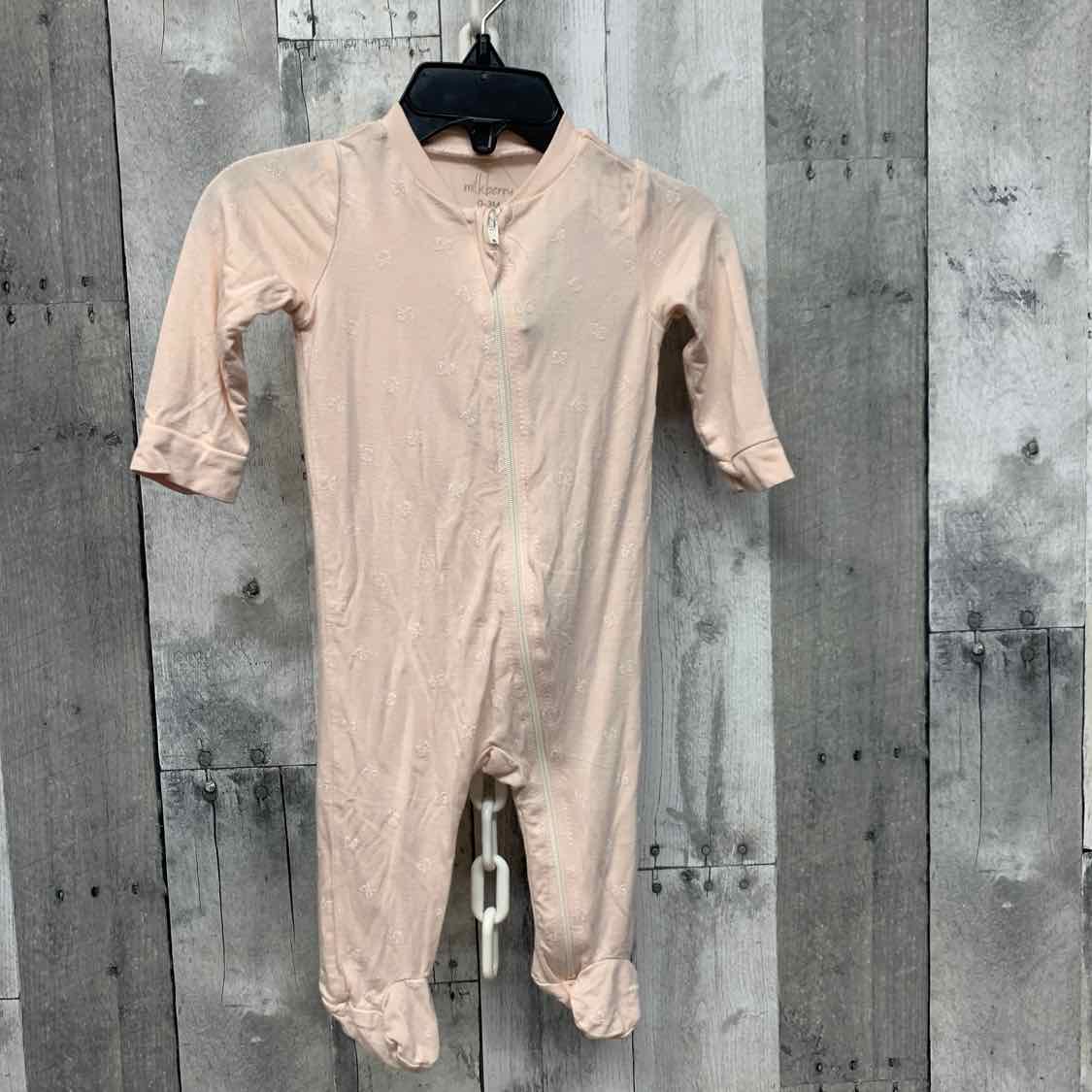 Size 0-3 Months Pink Bamboo Footy PJs
