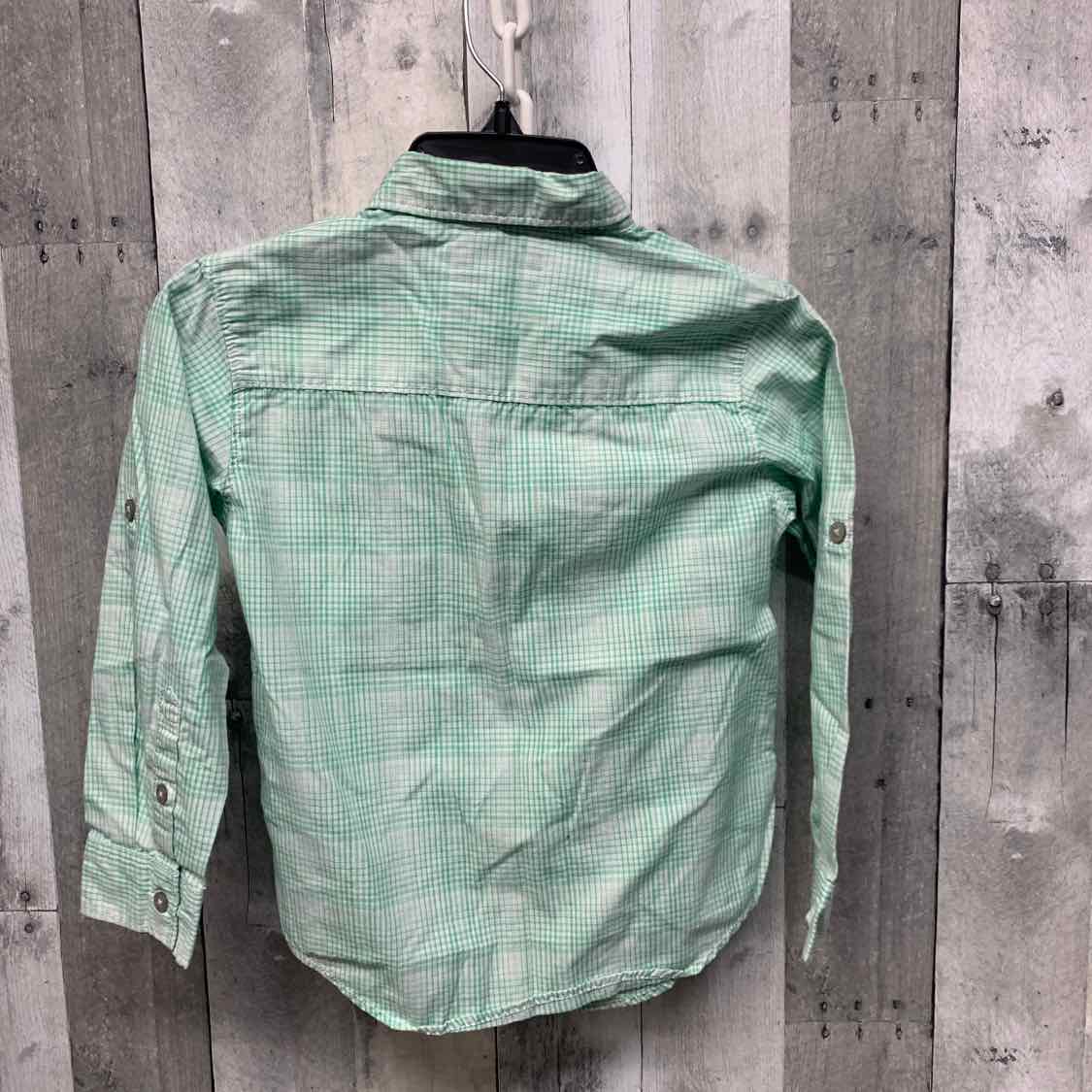 Size 7 Green Plaid Calvin Klein LS Button Up