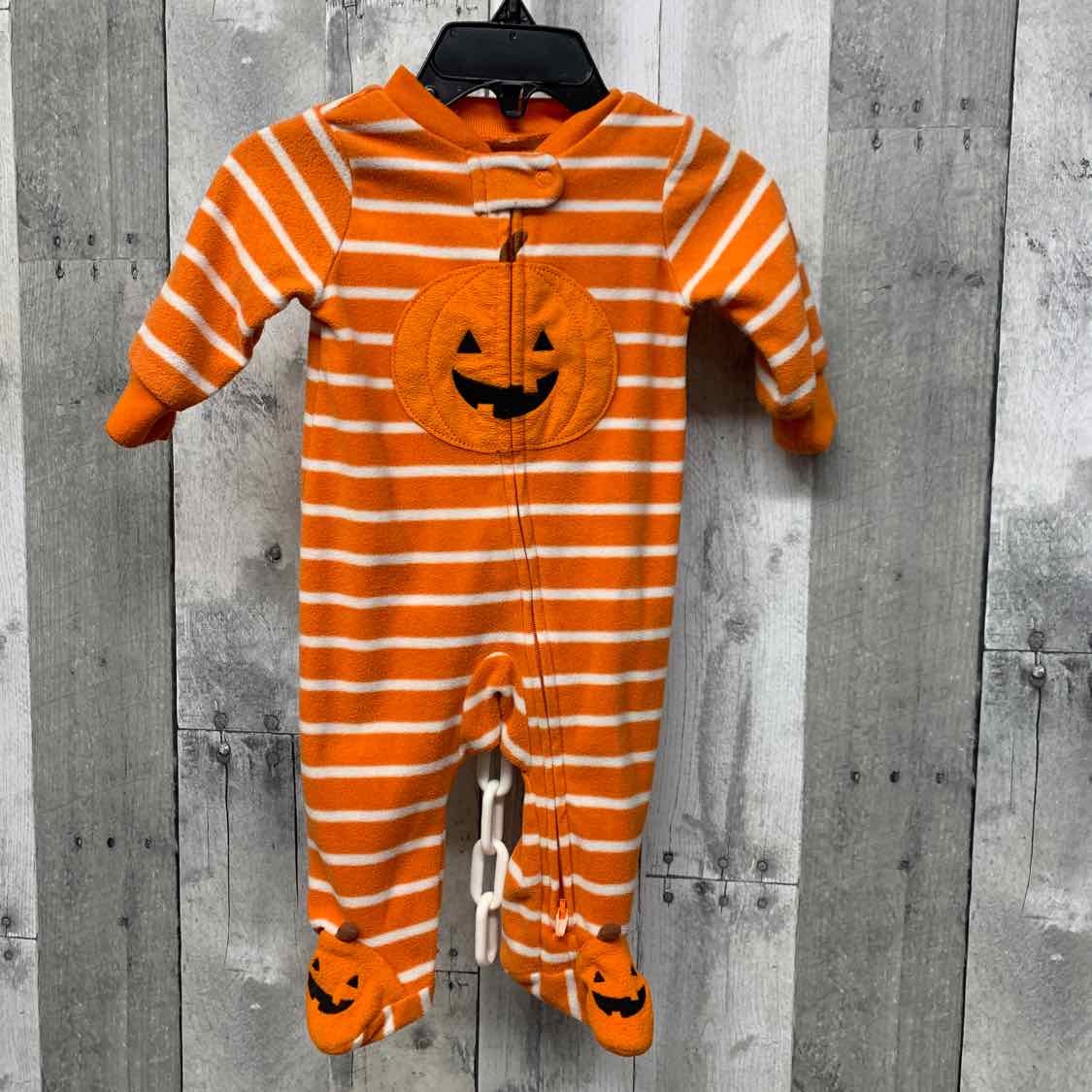 Size 3 Months Orange/White Just One You Footy PJs