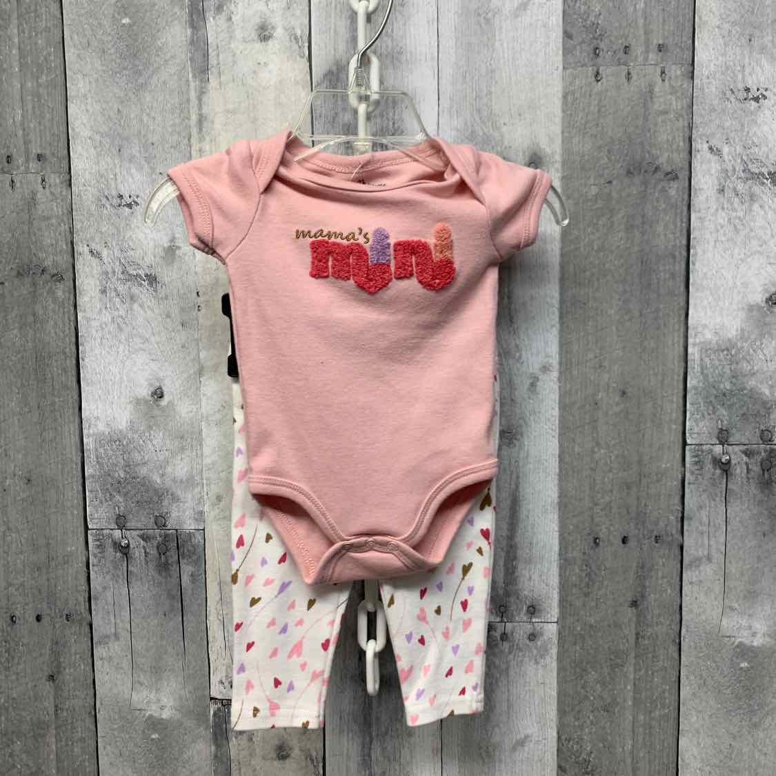 Size 0-3 Months Pink/White B Brand Shirt/Leggings