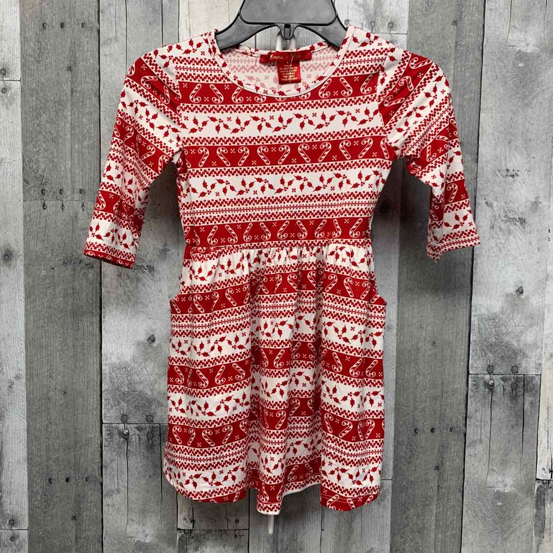 Size 4T White/Red B Brand LS Dress