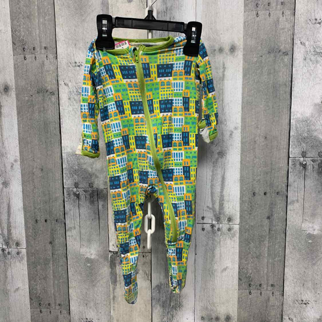 Size 3-6 Months Green/Blue Bamboo Footy PJs