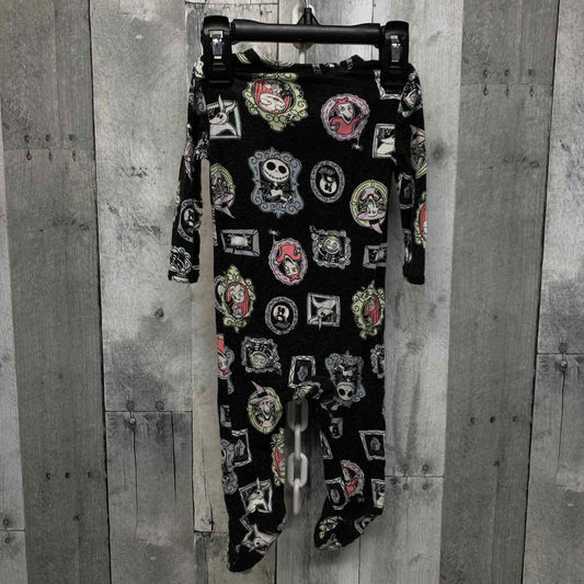 Size 0-3 Months Black Print Disney Footy PJs