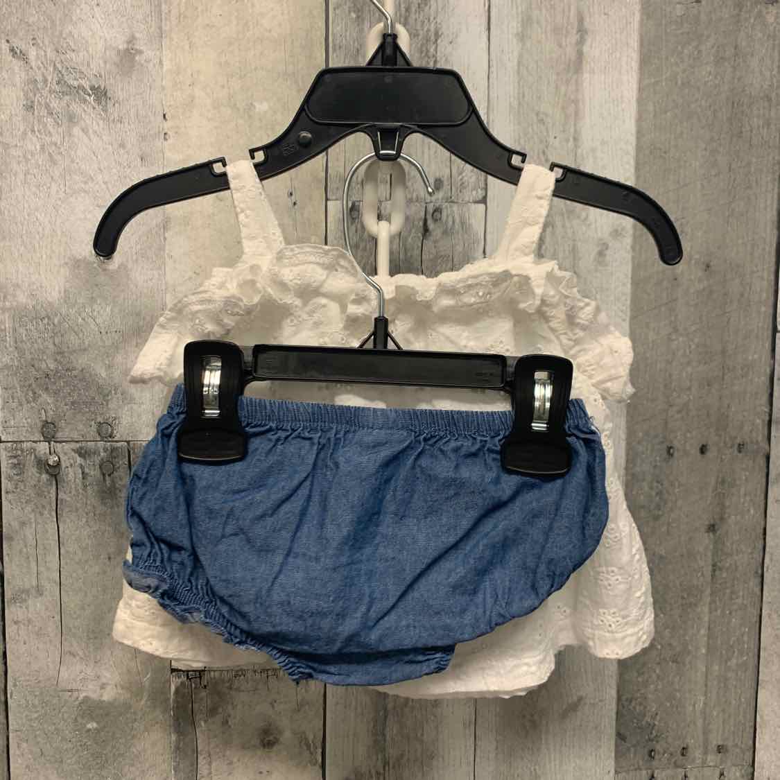 Size 3-6 Months White/Denim B Brand Shirt/Shorts