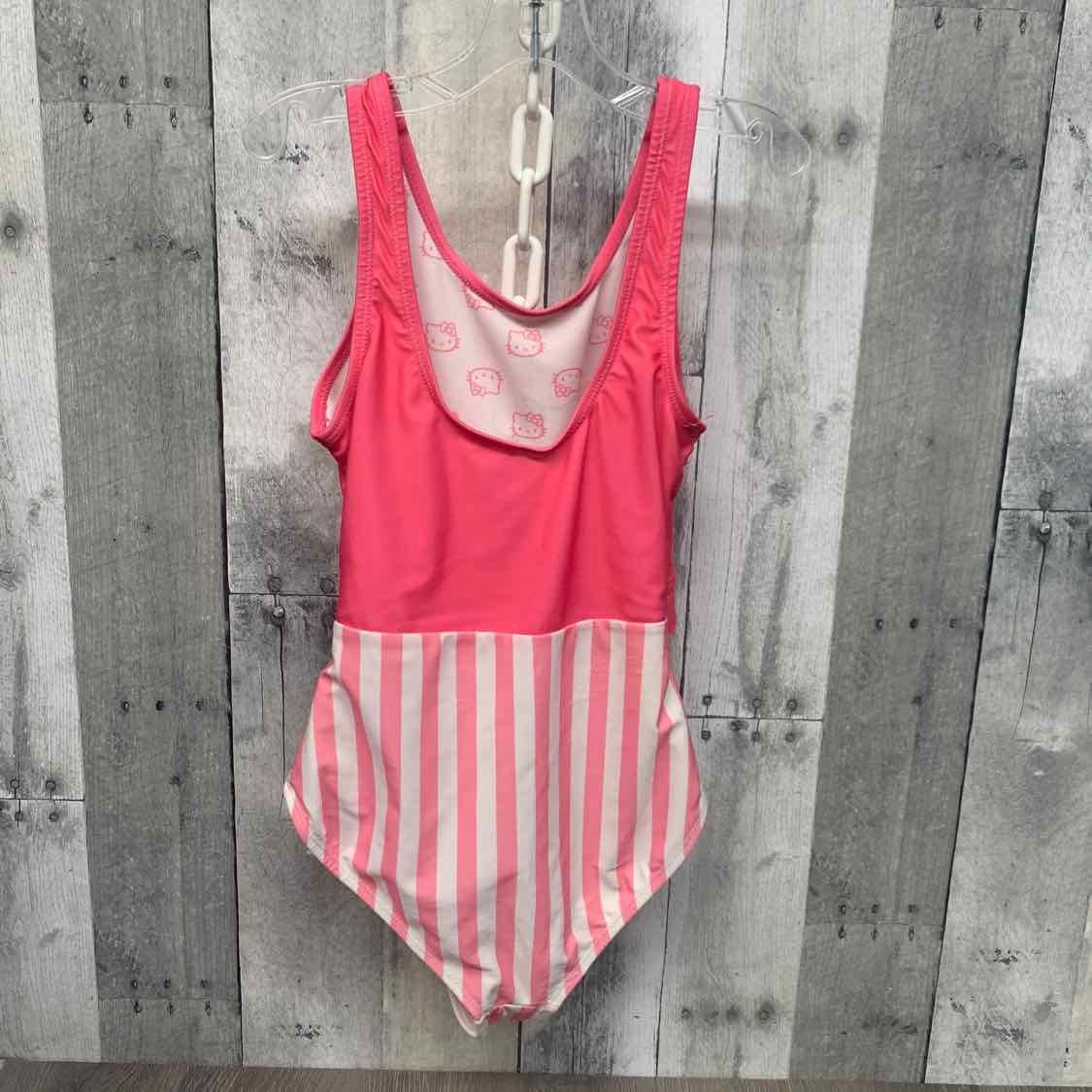 Size 7/8 Pink/White Hello Kitty Swim Suit - 1pc