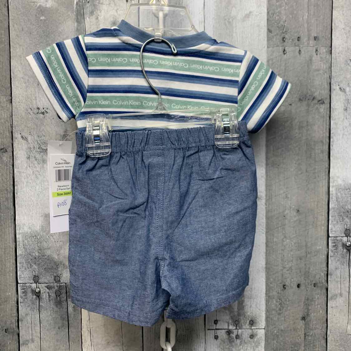 Size 3-6 Months Green/Blue Calvin Klein Shirt/Shorts