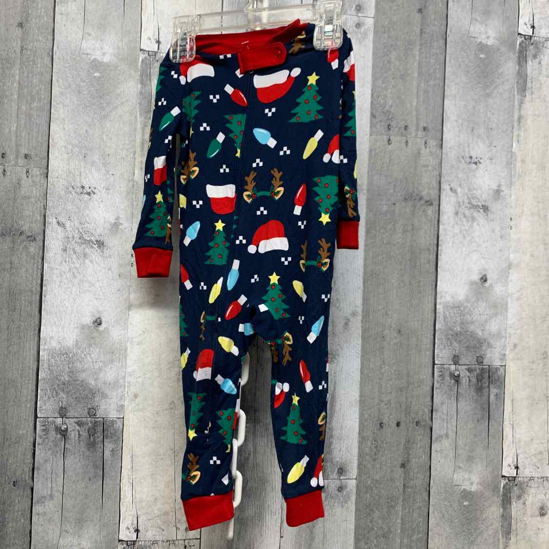 Size 6-9 Months Navy Graphic Holiday Brands Footy PJs