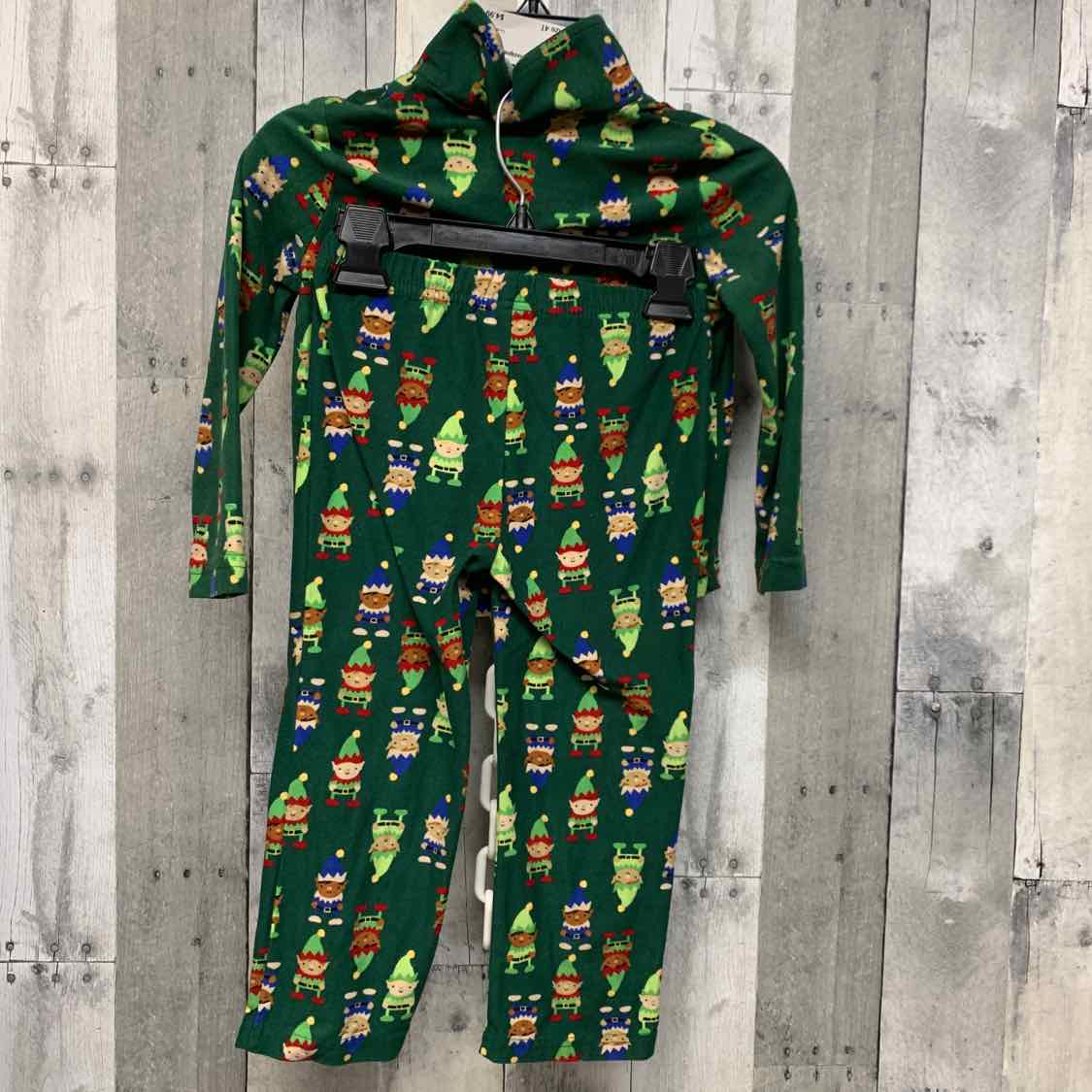 Size 4T Green Print Holiday Brands 2pc PJs