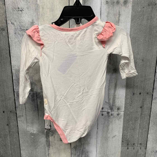 Size 3-6 Months White/Pink Boutique Brand Bodysuit