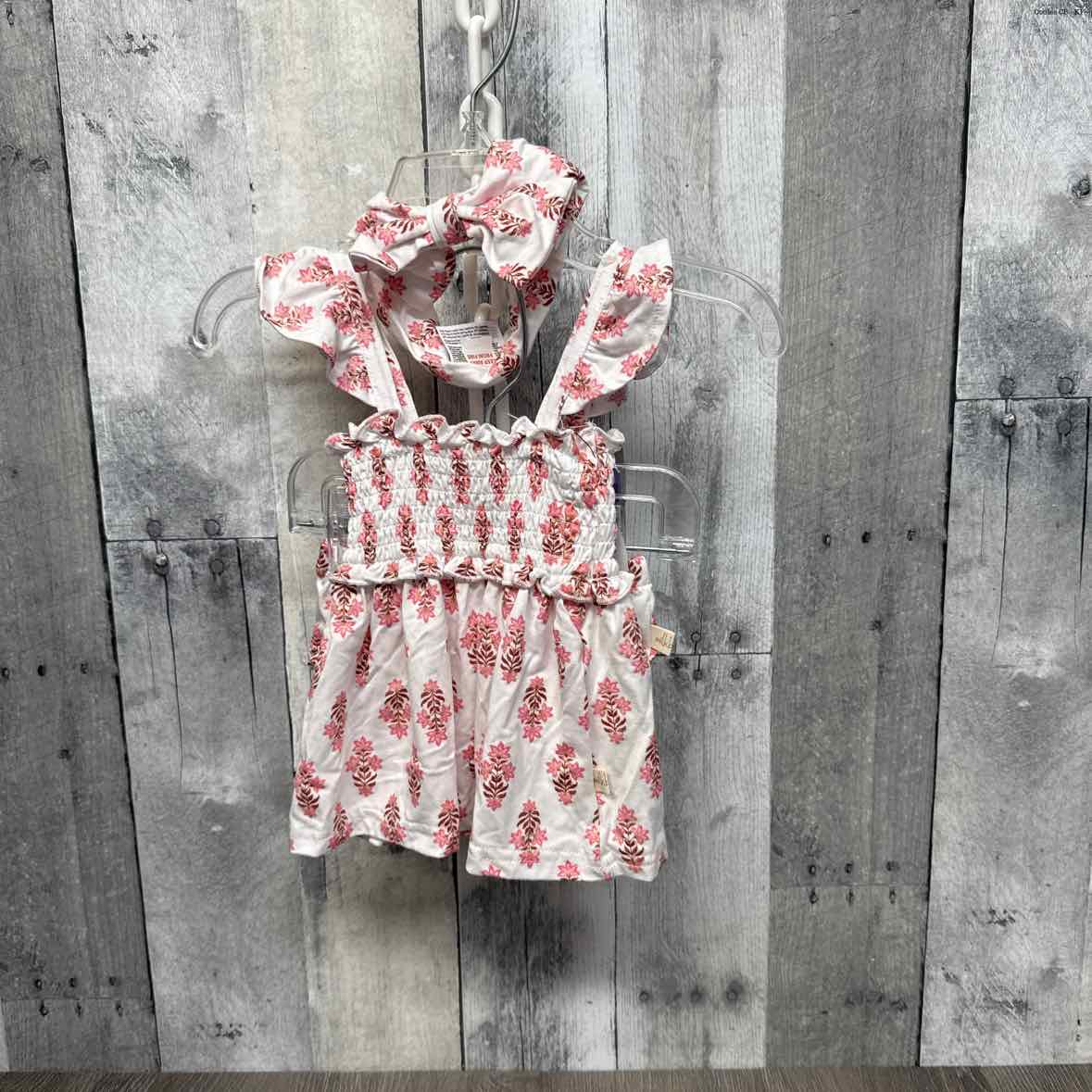Size 0-3 Months Pink Floral Print Name Brand 2pc Dress