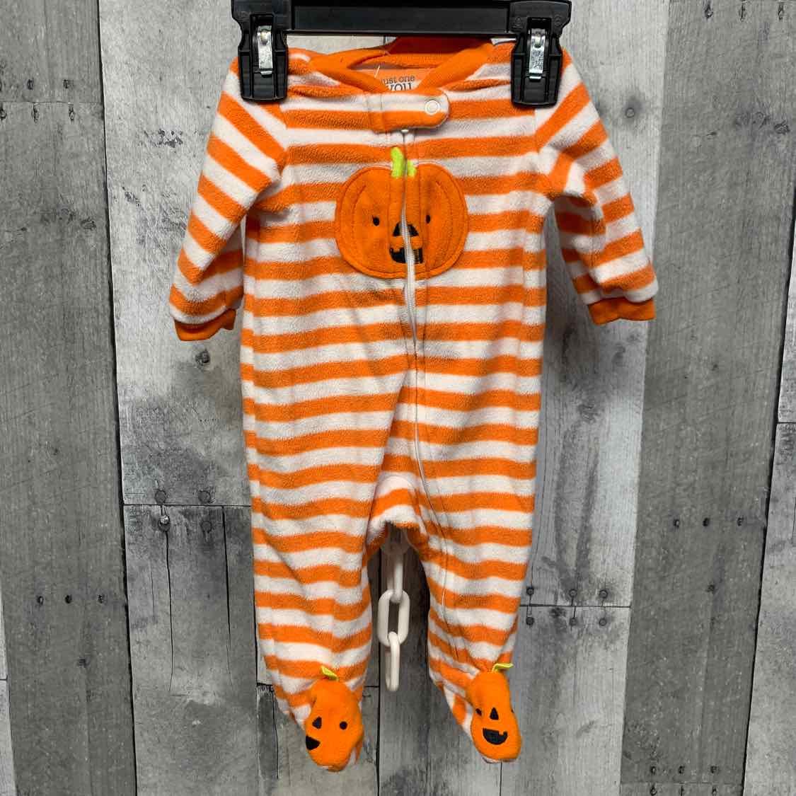 Size Newborn Orange/White Just One You Footy PJs