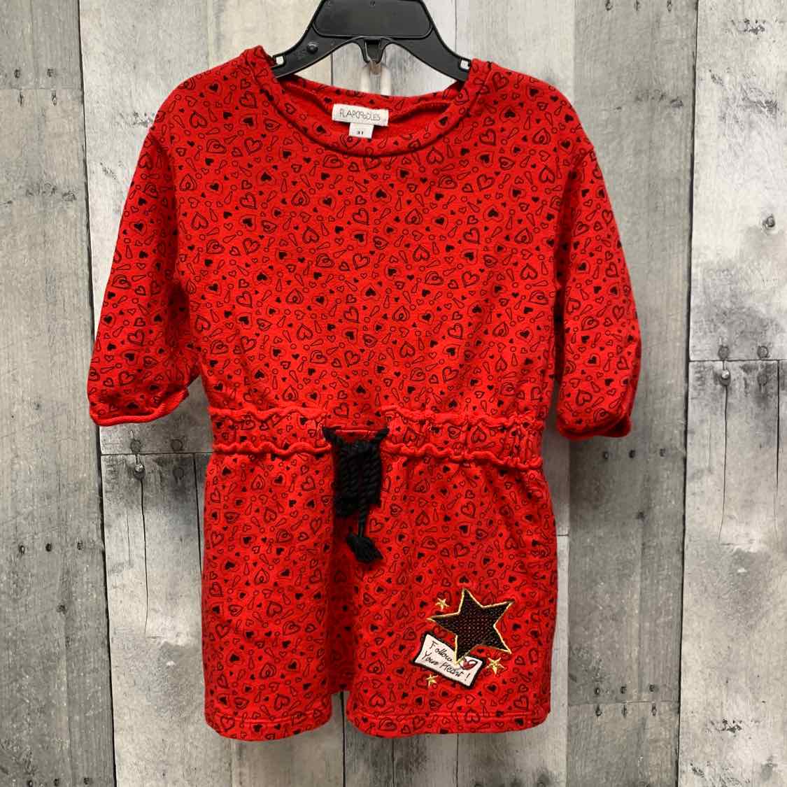 Size 3T Red Print Mid Brand LS Dress