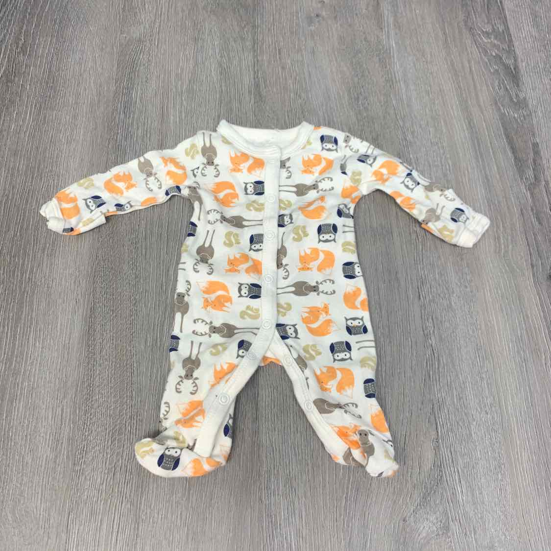 Size Preemie Ivory Print B Brand Footy PJs - OodlesCB