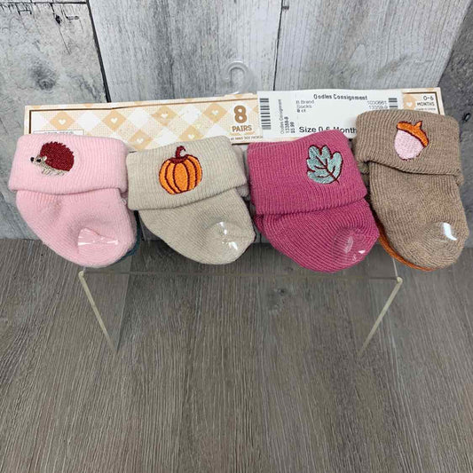 Size 0-6 Months Pink/Brown B Brand Socks