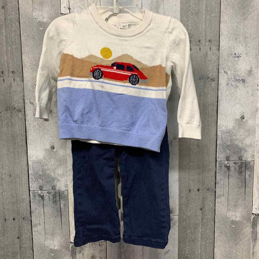 Size 12-18 Months White/Navy Janie & Jack Shirt/Pants