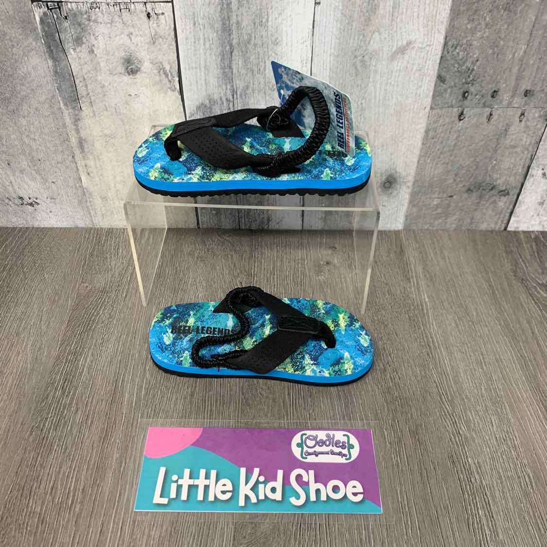 Size 9 Blue/Black Reel Legends Flip Flops - OodlesCB