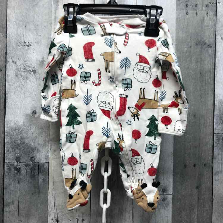 Size Newborn White Graphic Just One You Footy PJs