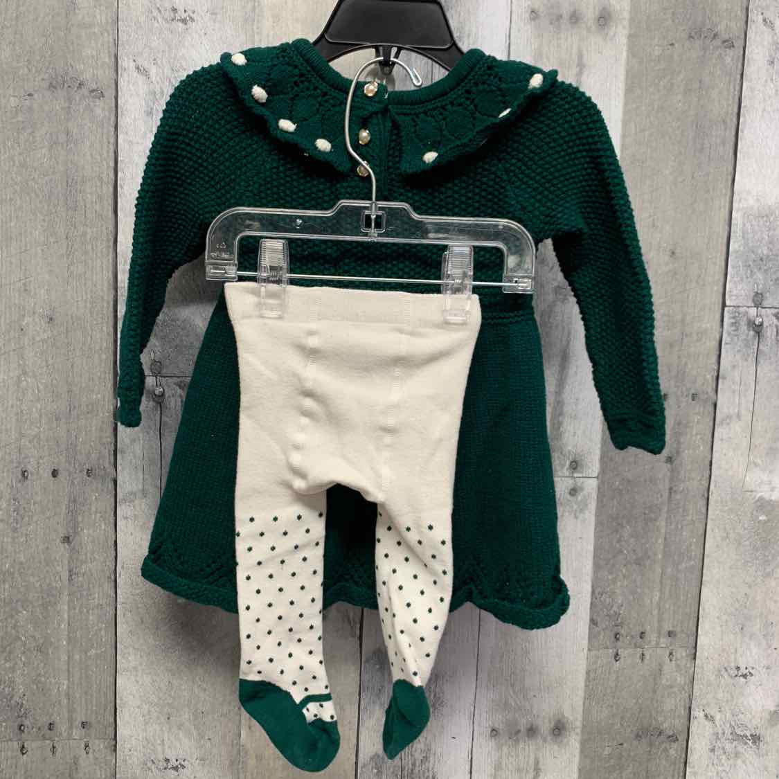 Size 6-9 Months Green/White B Brand 2pc Dress