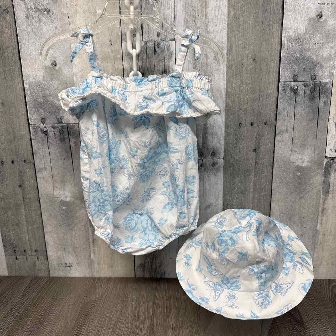 Size 6-9 Months Blue/White Bonnie Jean/Baby Romper