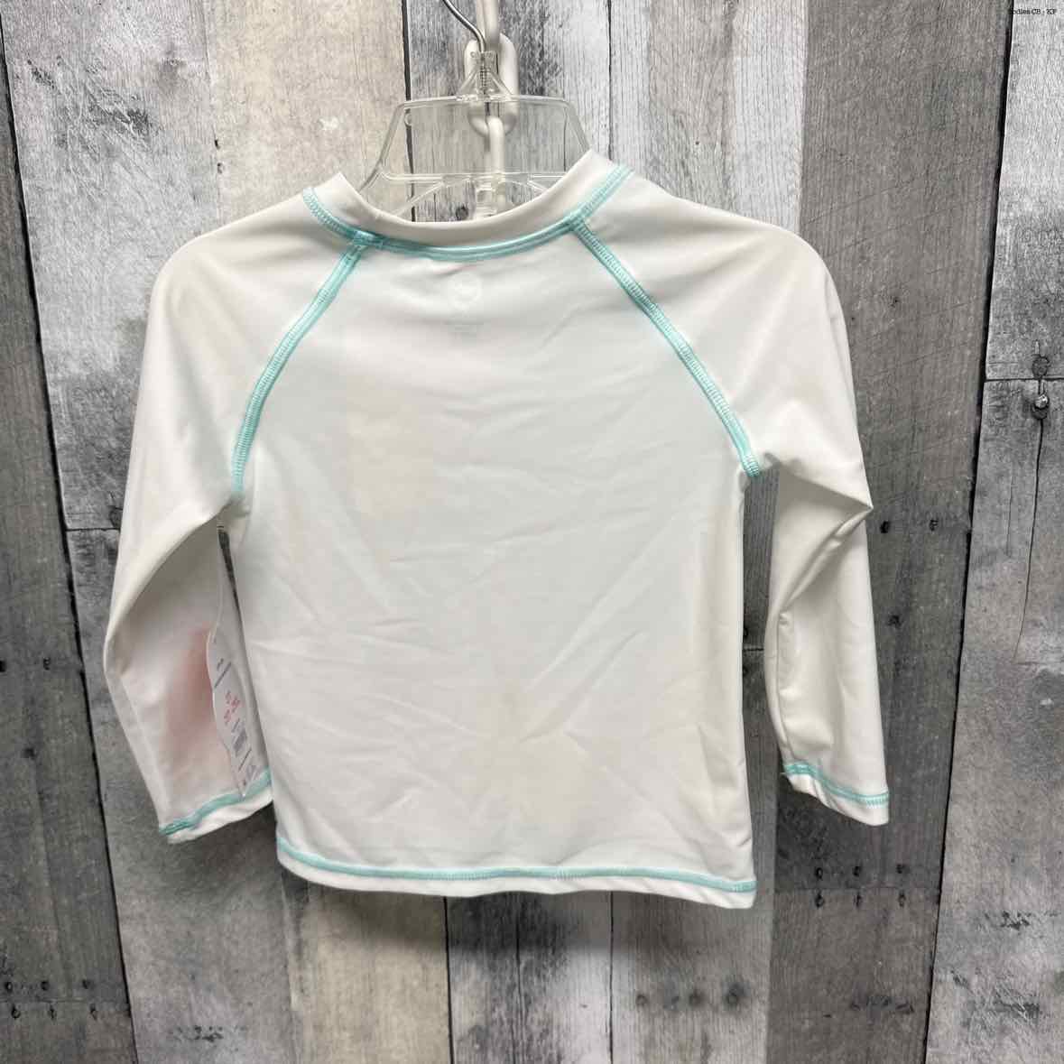 Size 2T White/Teal Wonder Nation Swim Top