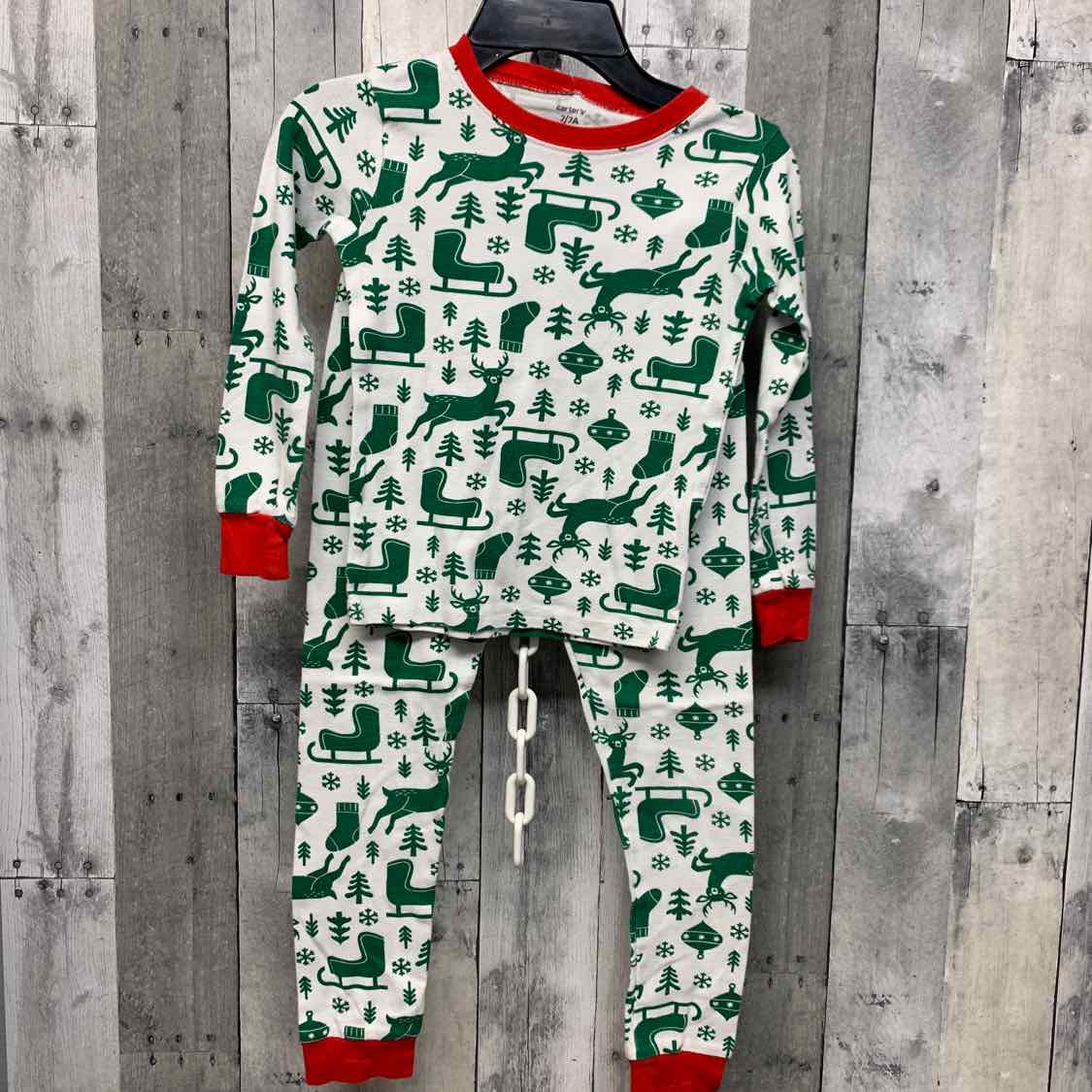 Size 7 White Print Carter's 2pc PJs
