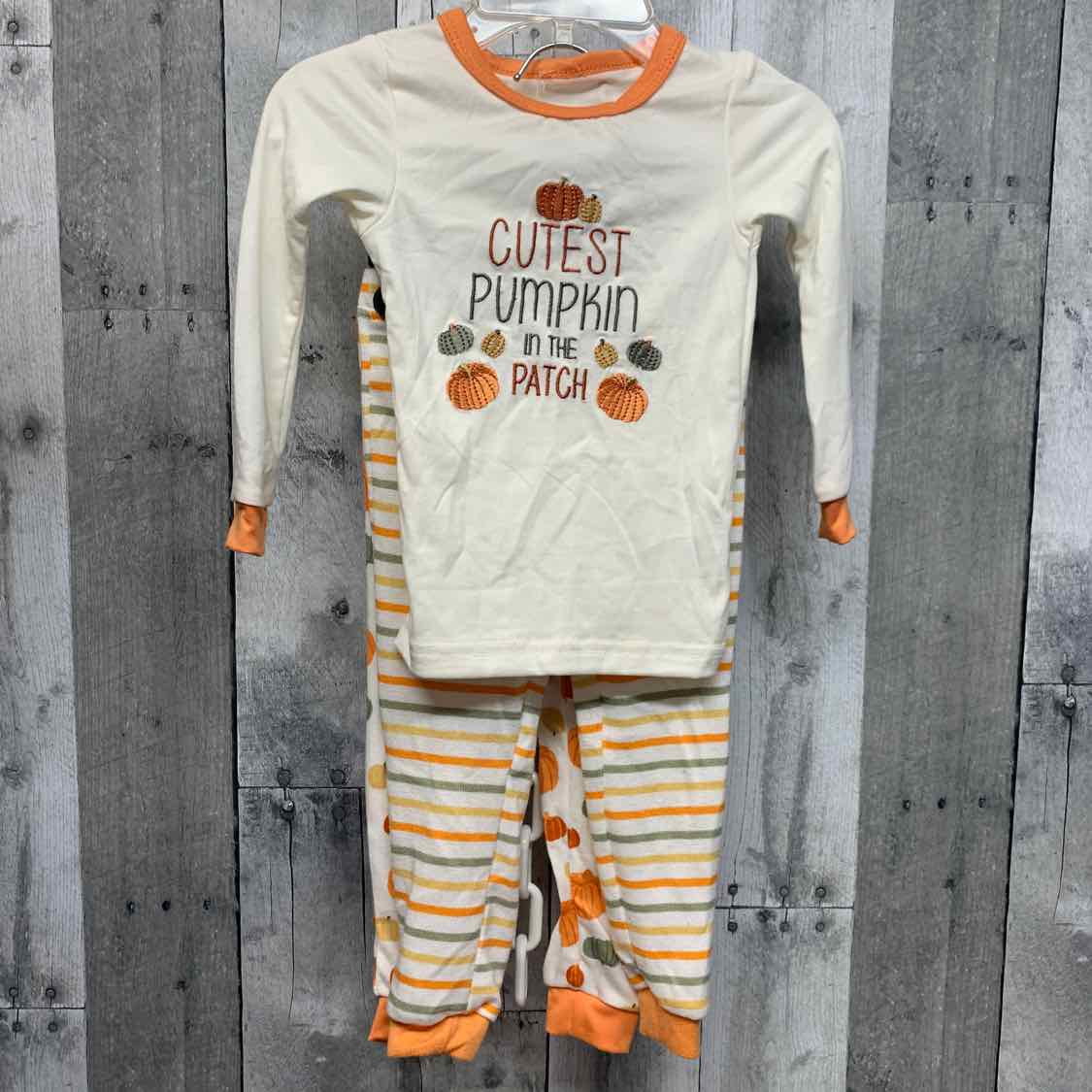 Size 12 Months White/Orange B Brand 2pc PJs