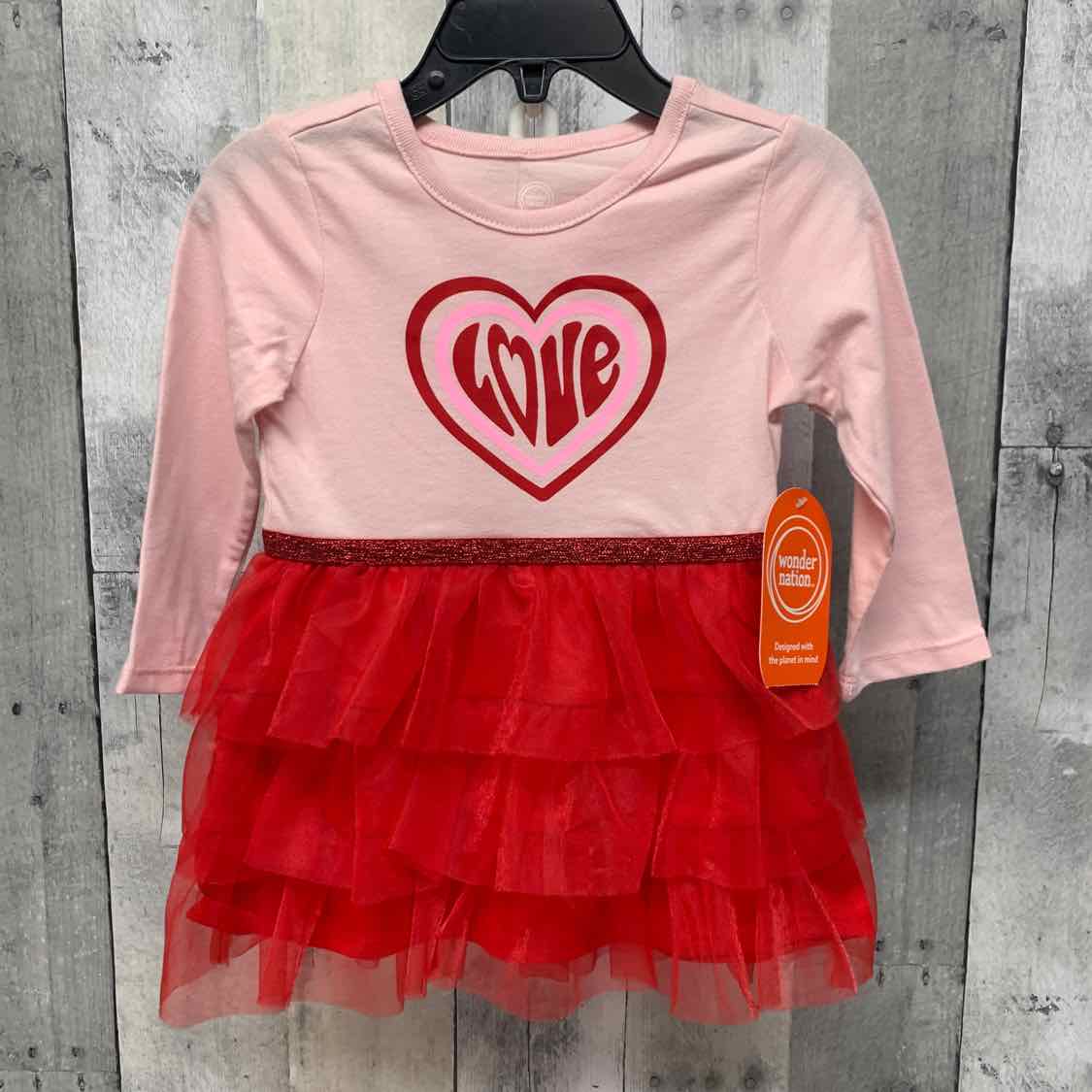 Size 12 Months Pink/Red Wonder Nation LS Dress