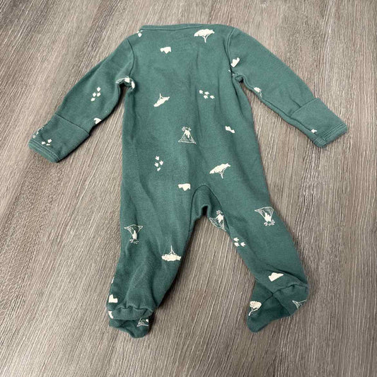 Size Preemie Green Print Child of Mine Footy PJs