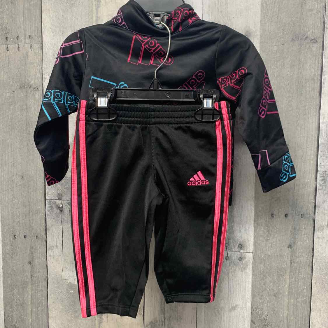 Size 6 Months Black Print Sport Brand Jacket/Pants