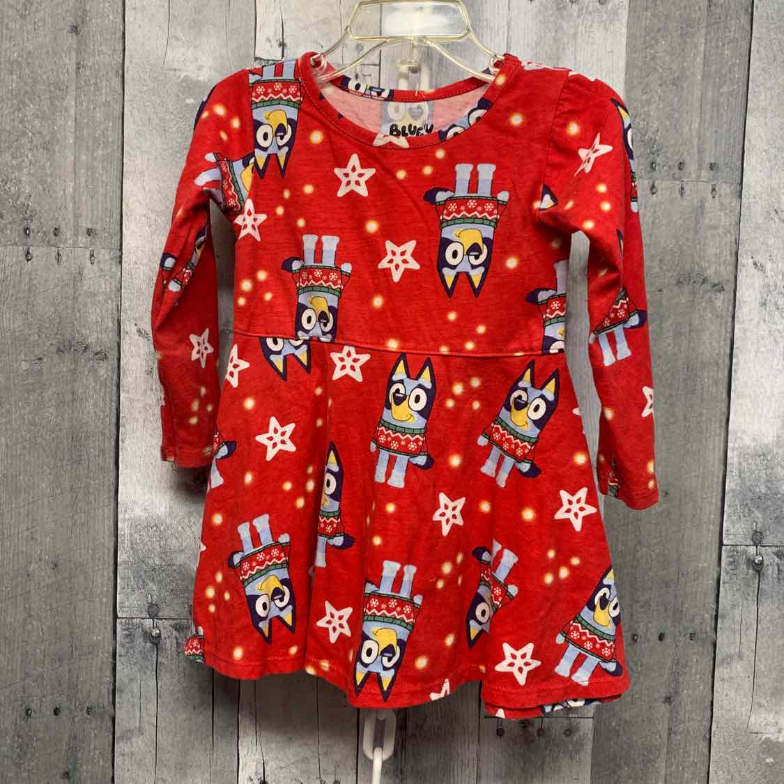 Size 2T Red Print Disney LS Dress