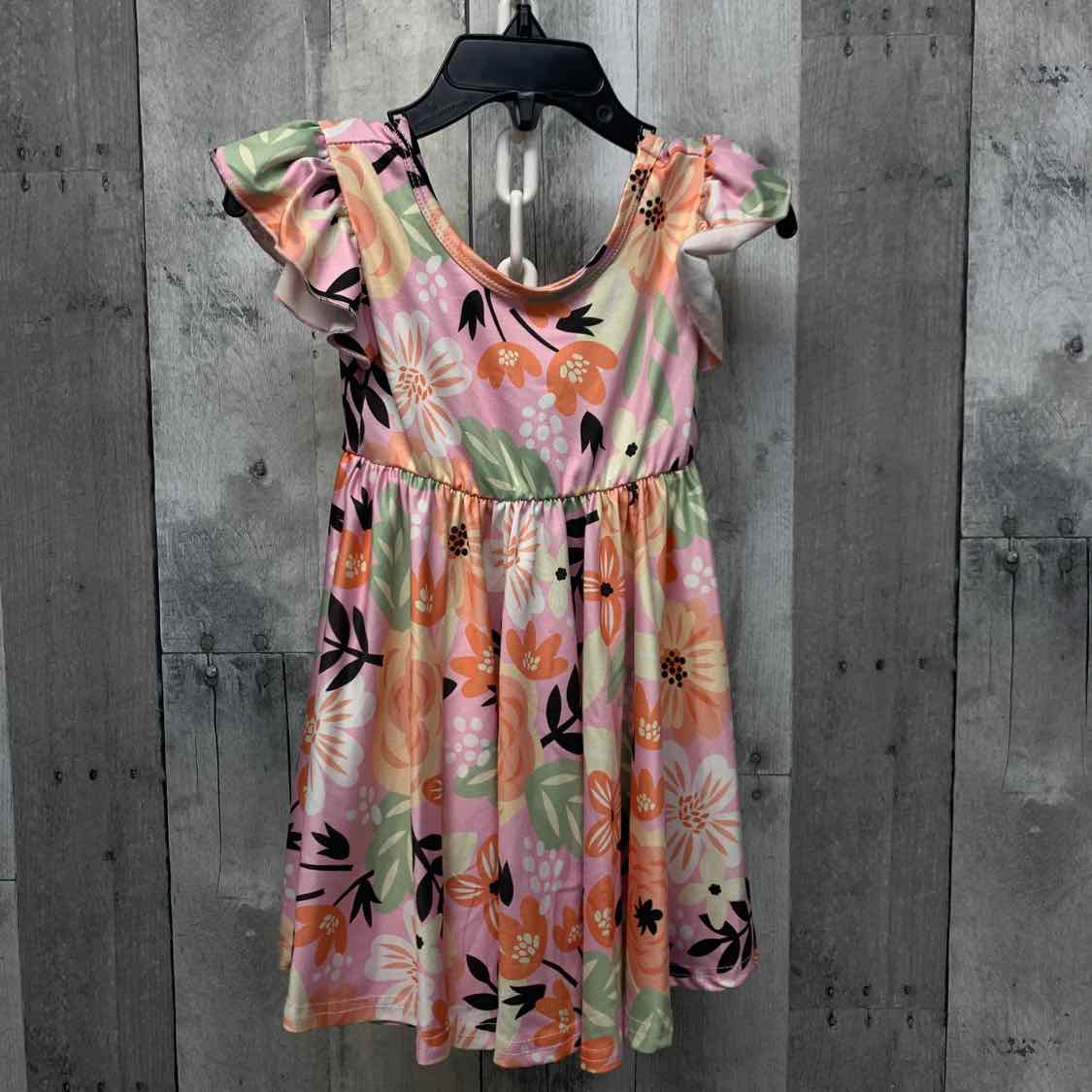 Size 12-24 Months Pink Floral Print Dot Dot Smile Dress - OodlesCB